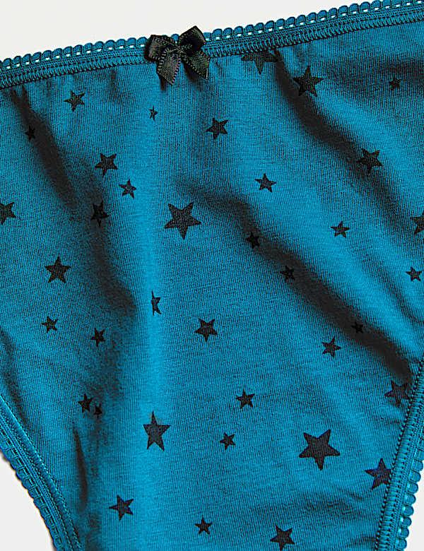 5pk Cotton Lycra&trade; High Leg Knickers