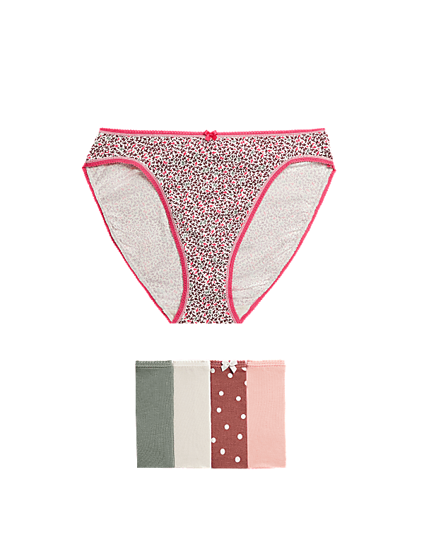 5pk Cotton Lycra™ High Leg Knickers