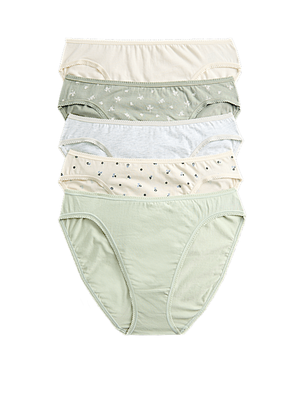 5pk Cotton Lycra™ High Leg Knickers