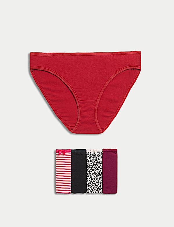5pk Cotton Lycra™ Printed Bikini Knickers