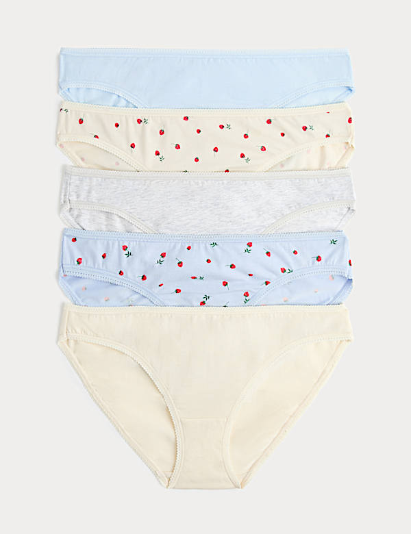 5pk Cotton Lycra&trade; Printed Bikini Knickers