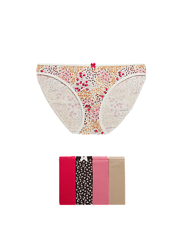 5pk Cotton Lycra™ Printed Bikini Knickers