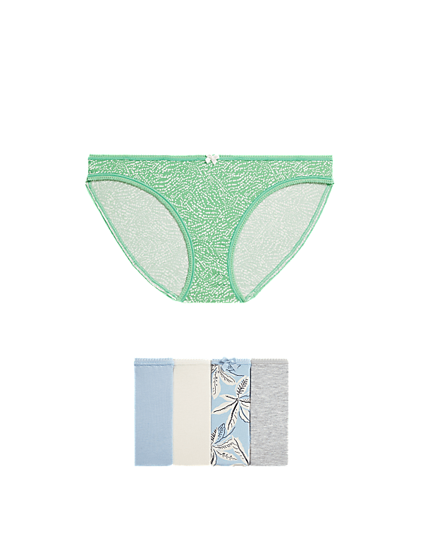 5pk Cotton Lycra™ Printed Bikini Knickers