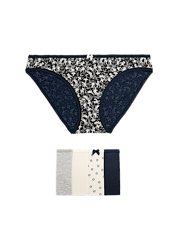 5pk Cotton Lycra™ Printed Bikini Knickers