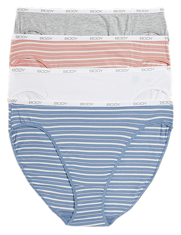 4pk Cotton Rich High Leg Knickers