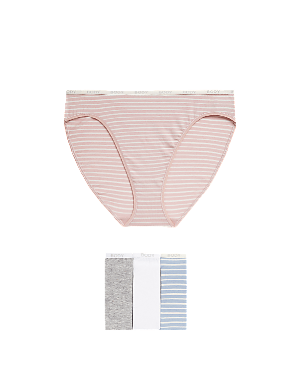 4pk Cotton Rich High Leg Knickers