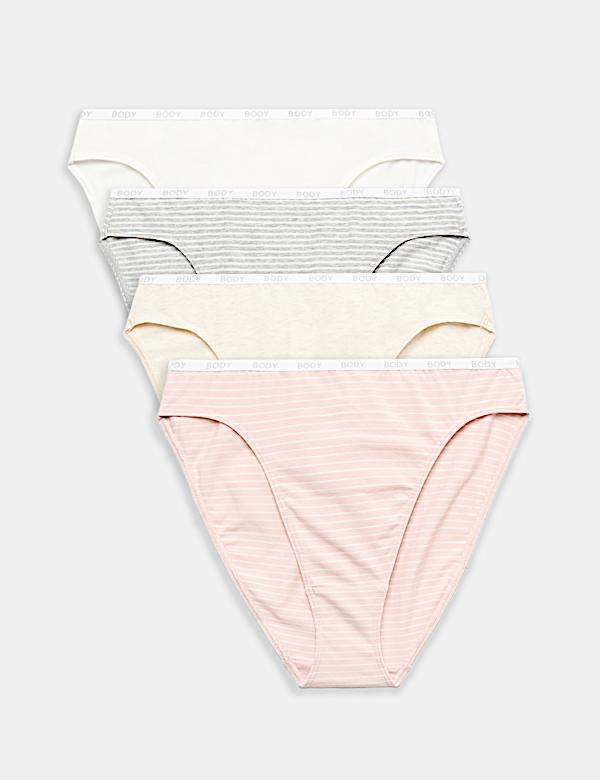 4pk Cotton Rich High Leg Knickers