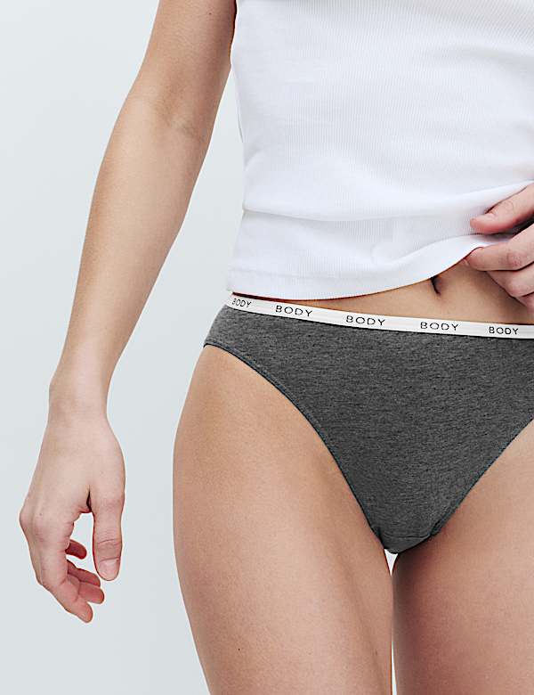4pk Cotton Rich High Leg Knickers - GR