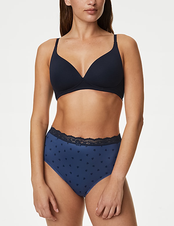 4pk Heart Print Brazilian Knickers