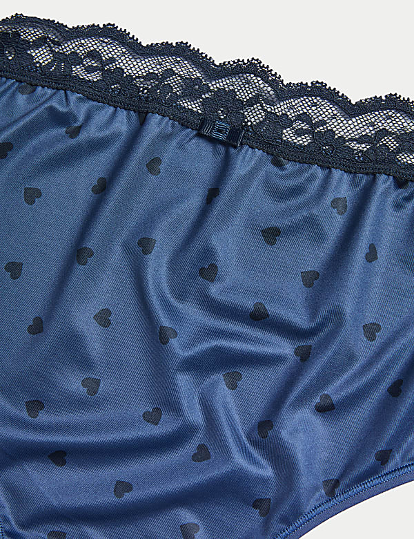 4pk Heart Print Brazilian Knickers