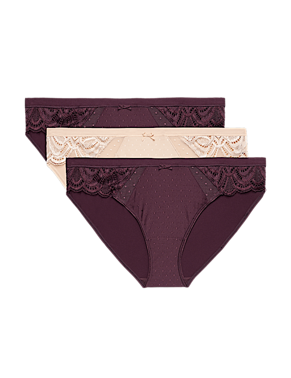 3pk Amelia Lace Bikini Knickers