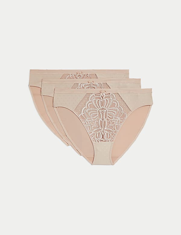 3pk Amelia Lace High Leg Knickers