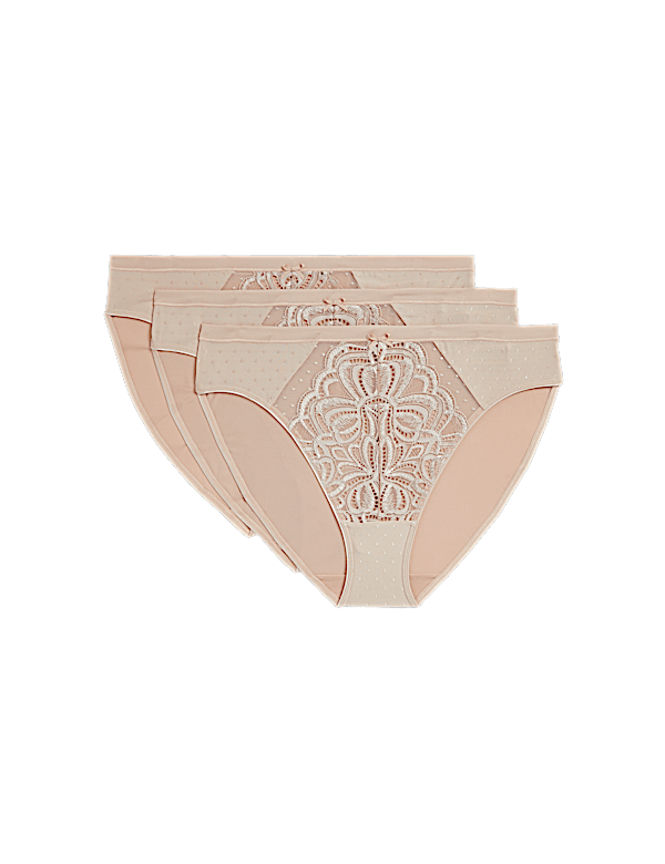 3pk Amelia Lace High Leg Knickers