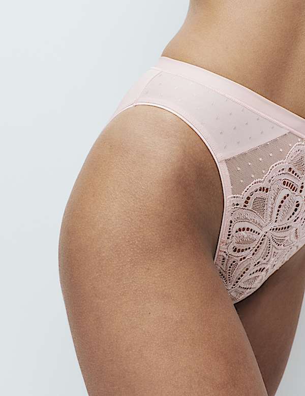 3pk Amelia Lace High Leg Knickers