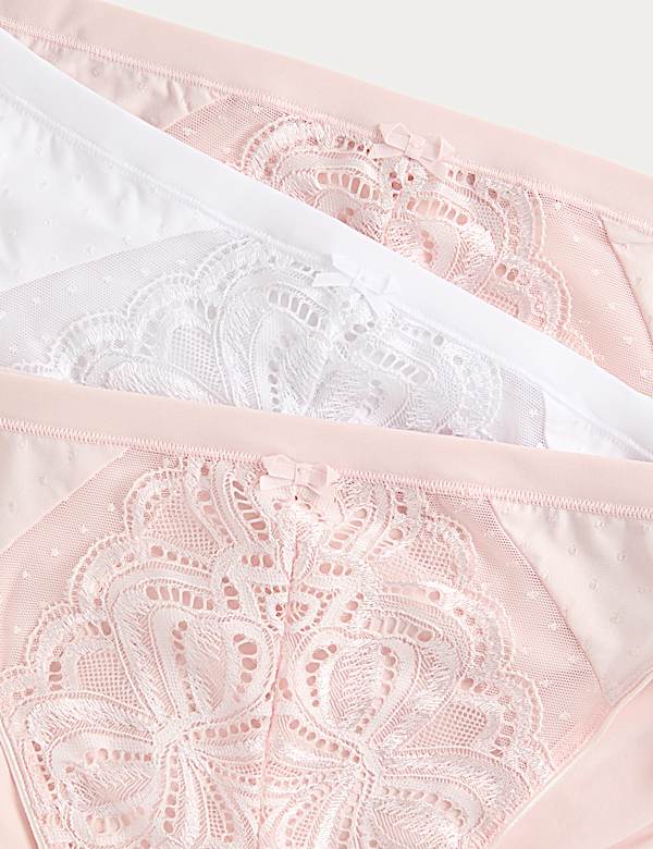 3pk Amelia Lace High Leg Knickers