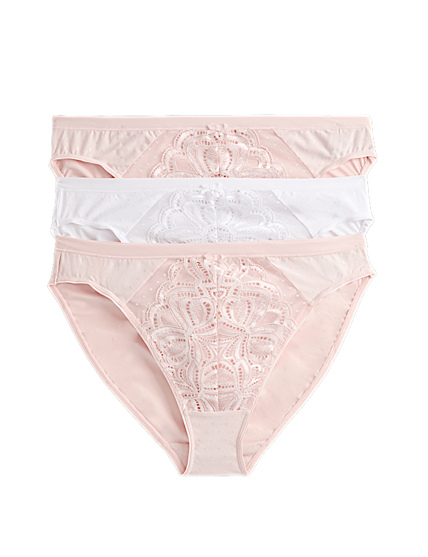 3pk Amelia Lace High Leg Knickers