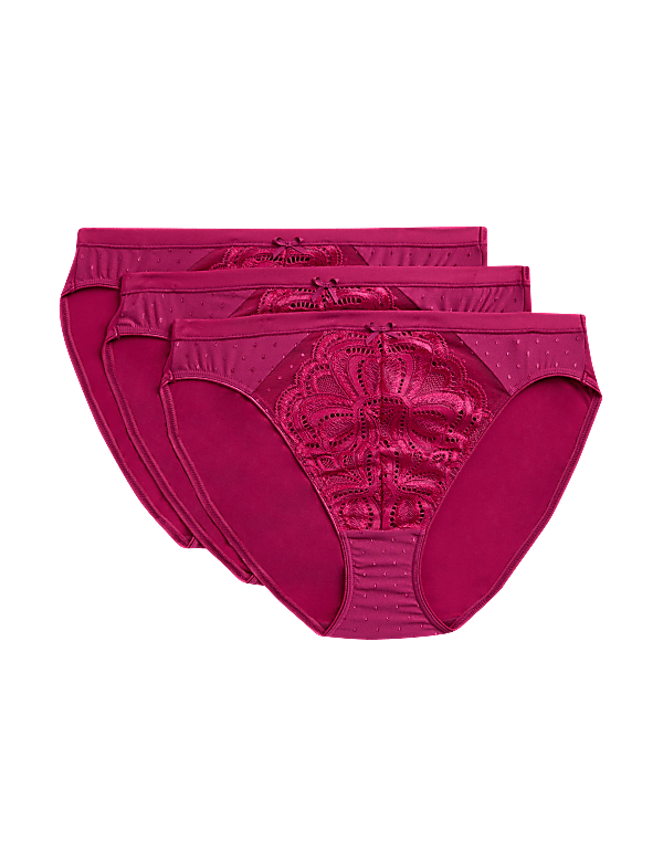 3pk Amelia Lace High Leg Knickers