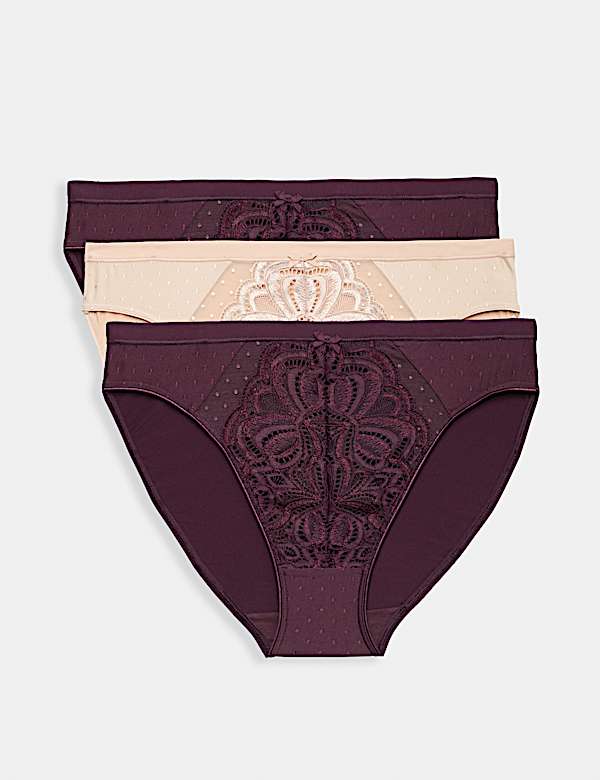 3pk Amelia Lace High Leg Knickers