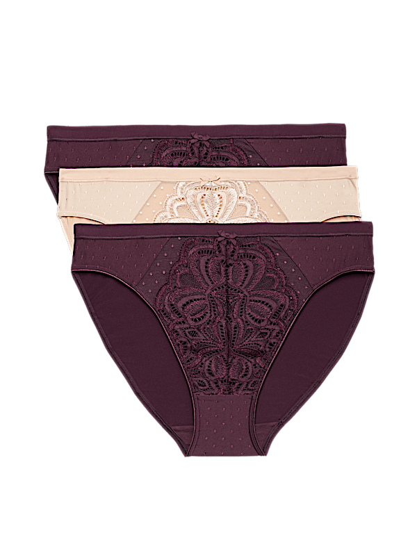 3pk Amelia Lace High Leg Knickers