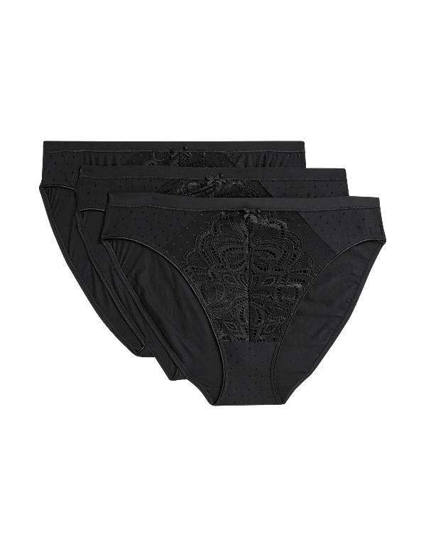 3pk Amelia Lace High Leg Knickers