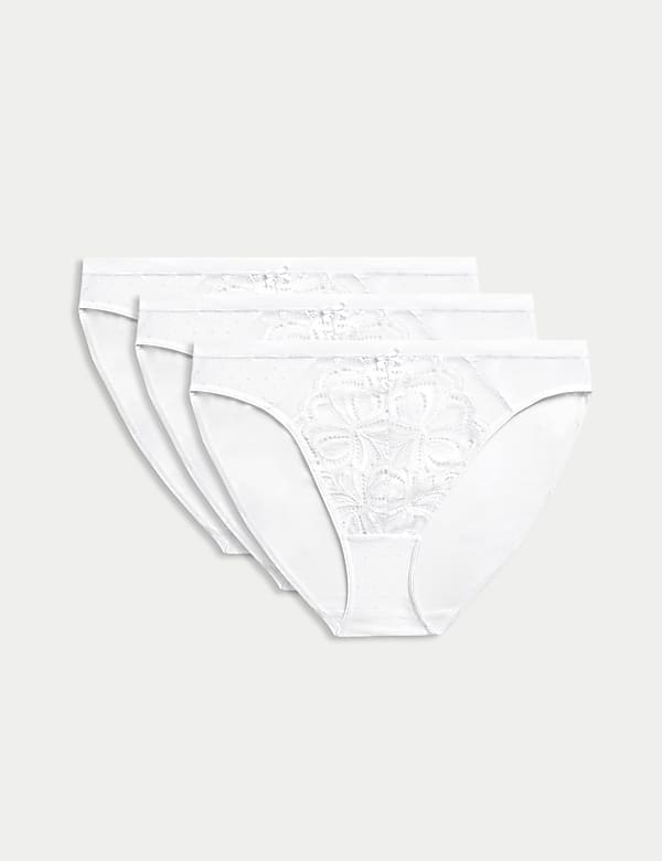 3pk Amelia Lace High Leg Knickers