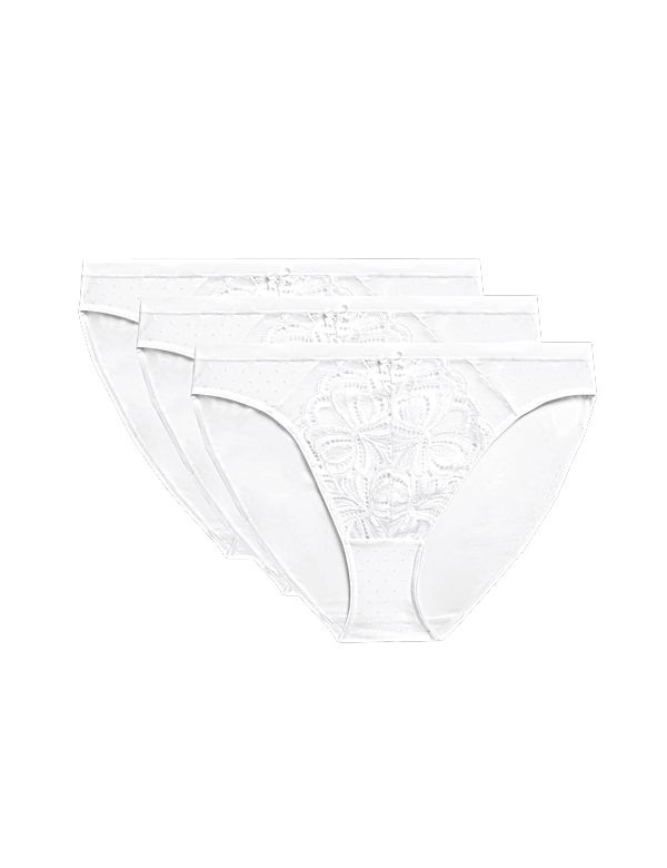 3pk Amelia Lace High Leg Knickers