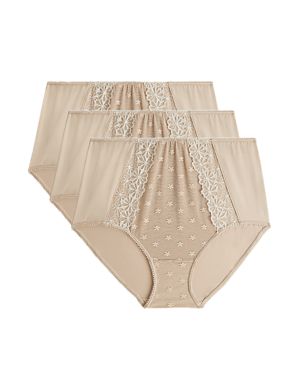 3pk Daisy Embroidery Full Briefs