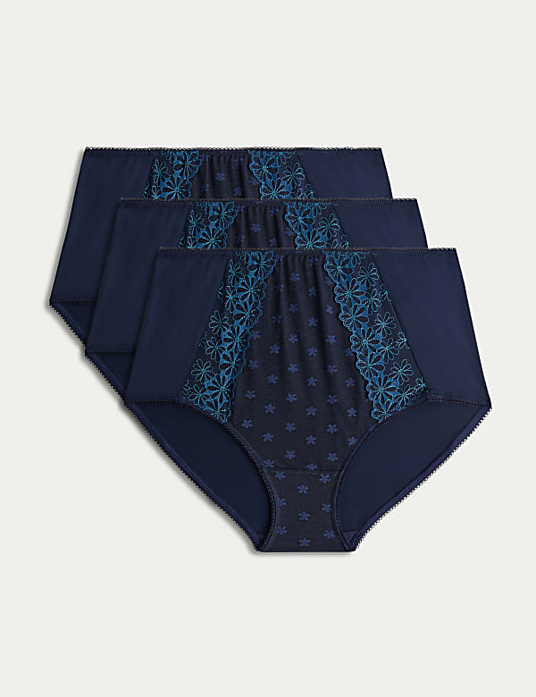 3pk Daisy Embroidery Full Briefs