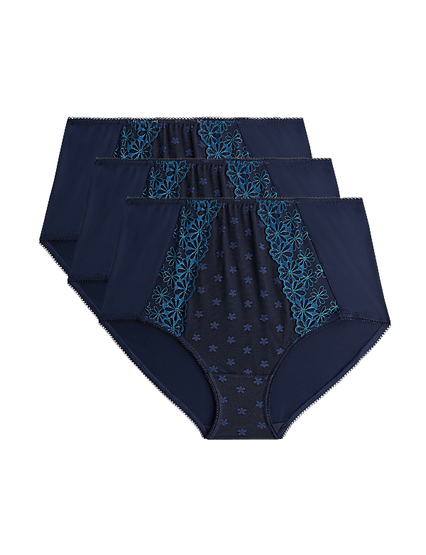 3pk Daisy Embroidery Full Briefs