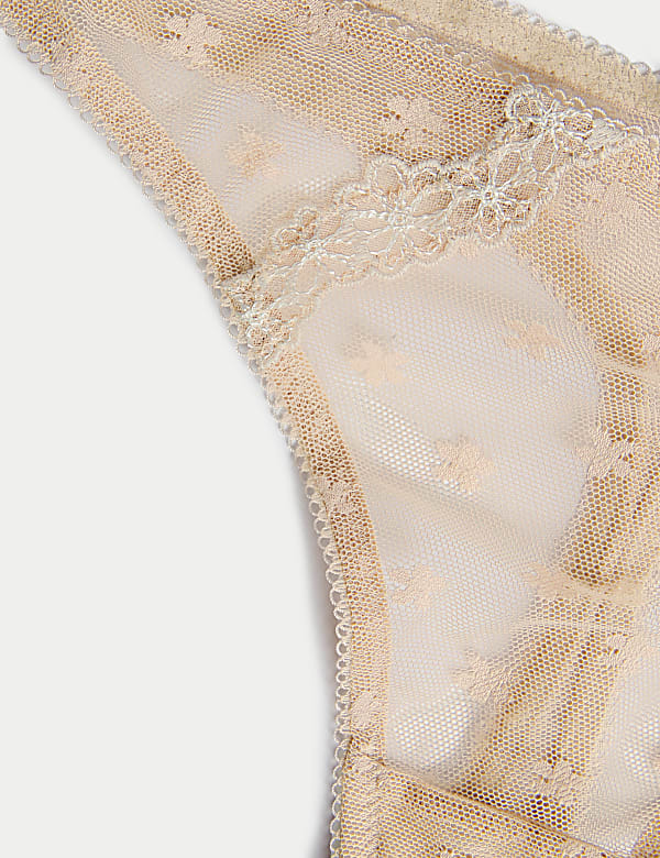 3pk Daisy Embroidery Mesh Thongs