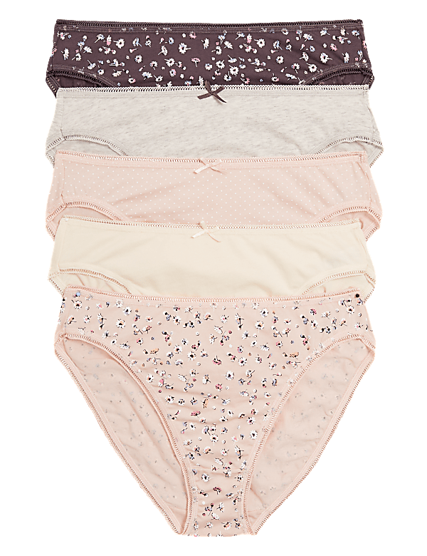 5pk Cotton Lycra® High Leg Knickers