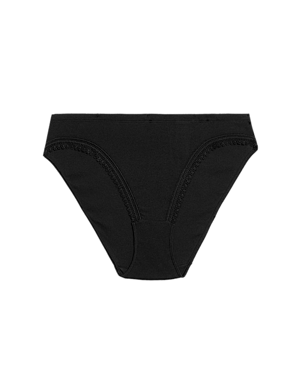 Cotton Rich Rib High Leg Knickers