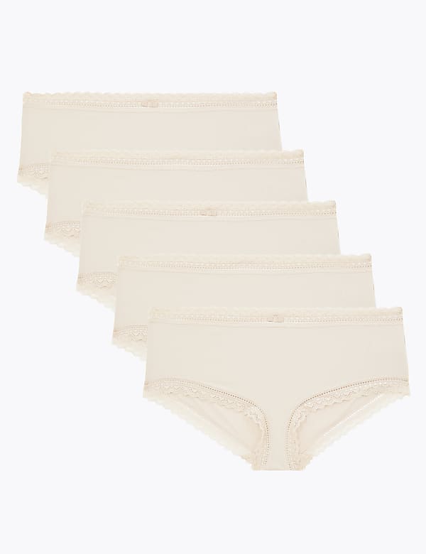 5pk Microfibre & Lace Shorts - NO