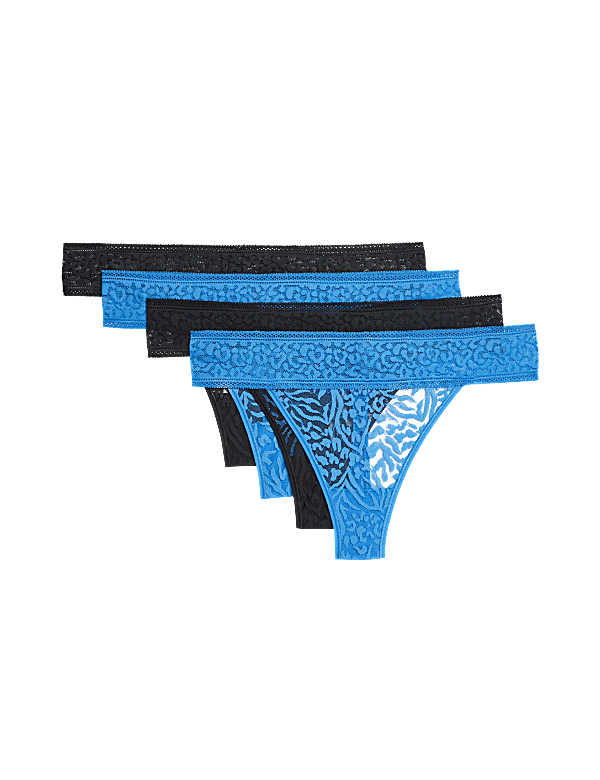 4pk All Over Lace Thongs
