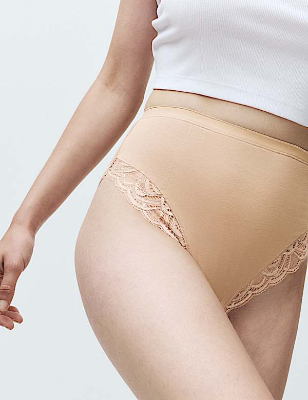2pk Amelia Lace Cotton Rich Shaping Knickers - CZ