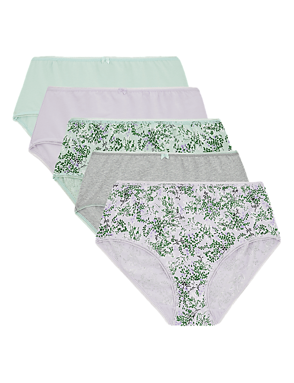 5 Pack Cotton Rich Floral Midi Knickers