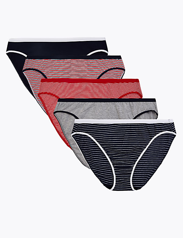 5 Pack Cotton Lycra High Leg Knickers 