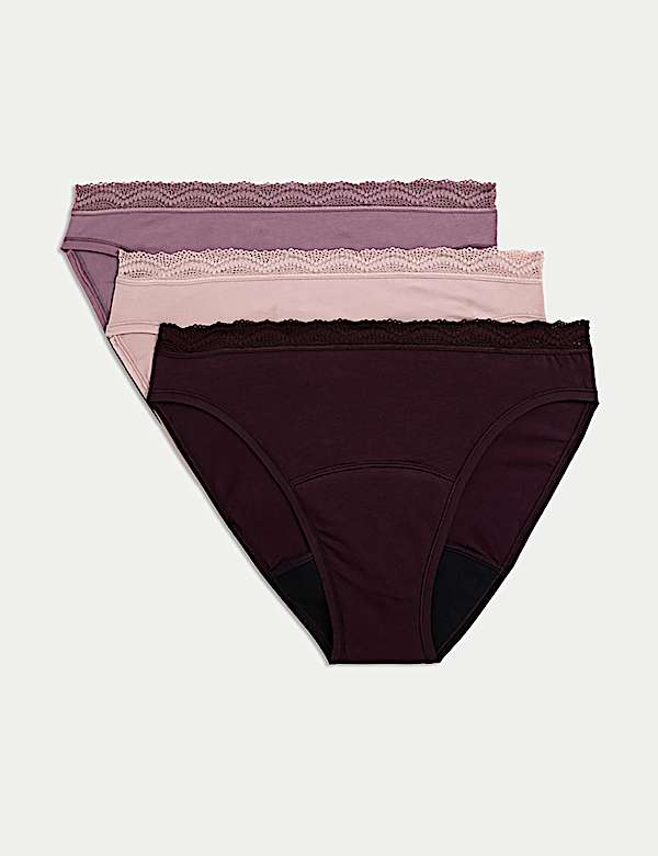 3pk Heavy Absorbency Period High Leg Knickers - GR