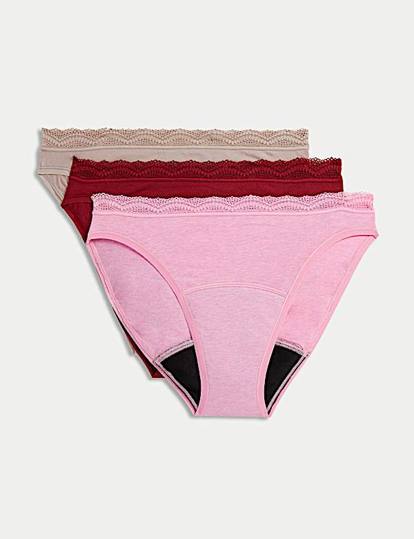 3pk Heavy Absorbency Period High Leg Knickers - GR