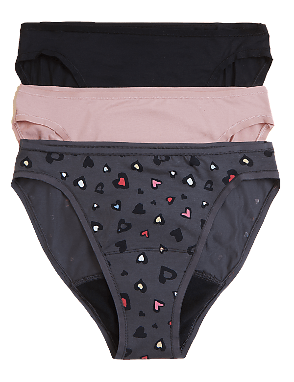 3pk Heavy Absorbency Period High Leg Knickers