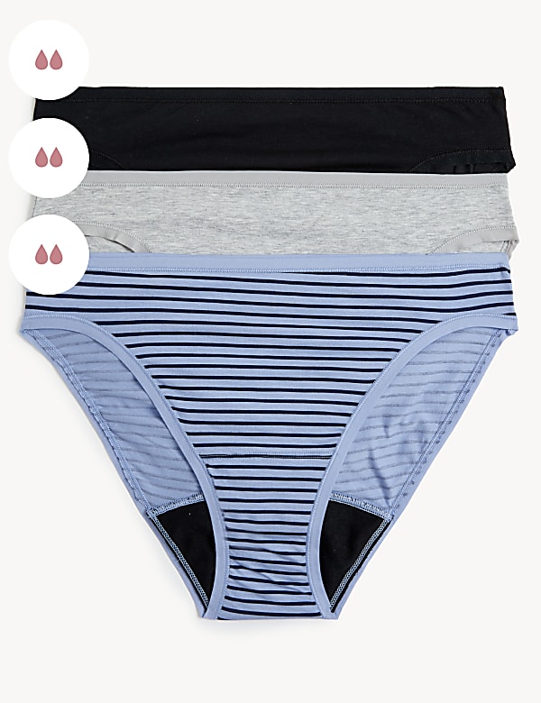 3pk Moderate Absorbency Period High Leg Knickers - AU