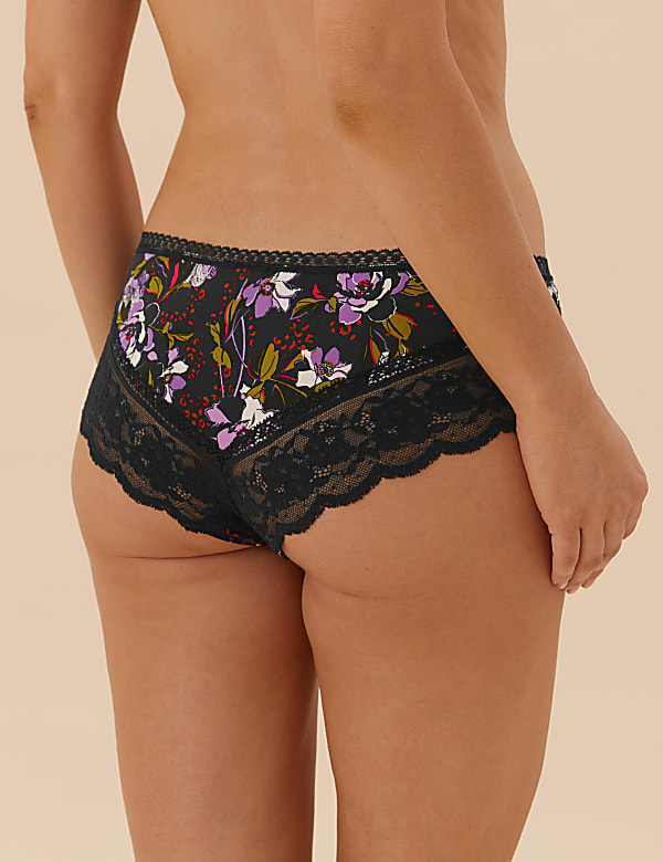 Lace Trim Printed Brazilian Knickers
