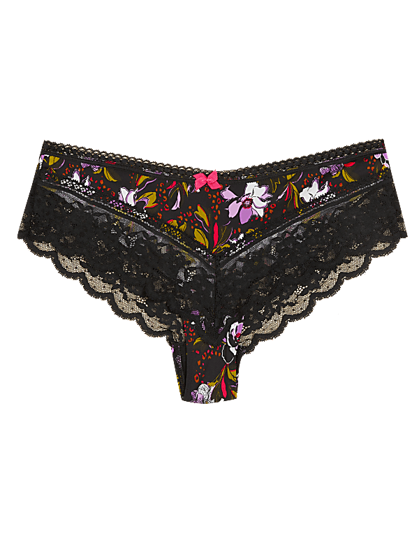 Lace Trim Printed Brazilian Knickers
