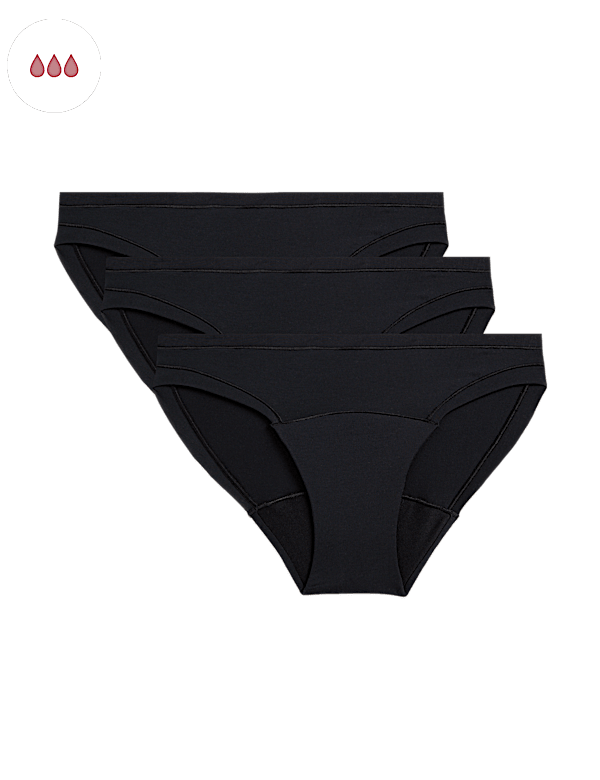 3pk Heavy Absorbency Modal Period Bikini Knickers