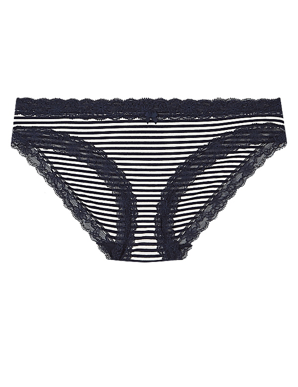 Cotton Blend Lace Bikini Knickers