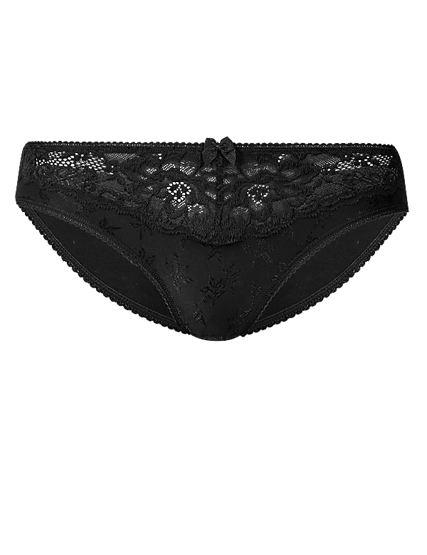 Jacquard & Lace Bikini Knickers