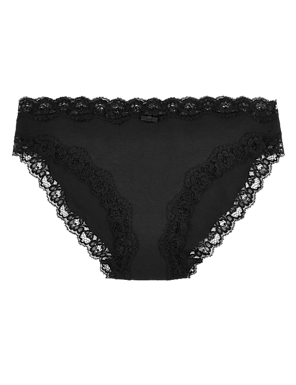 Cotton Lace Trim Bikini Knickers
