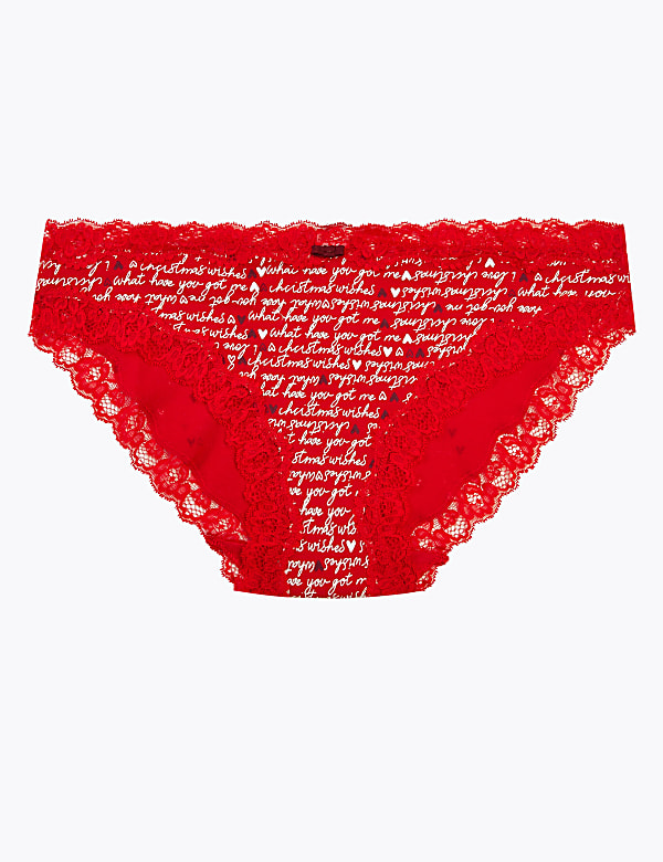 Cotton & Lace Christmas Print Bikini Knickers