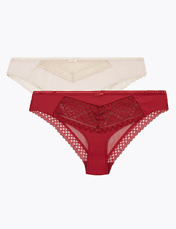 2 Pack Lace Trim Brazilian Knickers