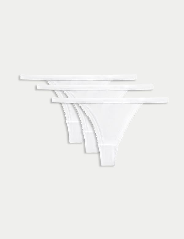 3pk Cotton Rich Ribbed Thongs - SK